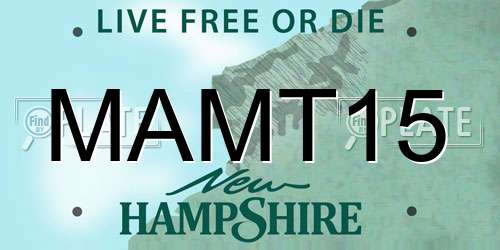 MAMT15 New Hampshire License Plate