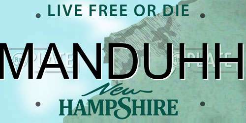 MANDUHH New Hampshire License Plate