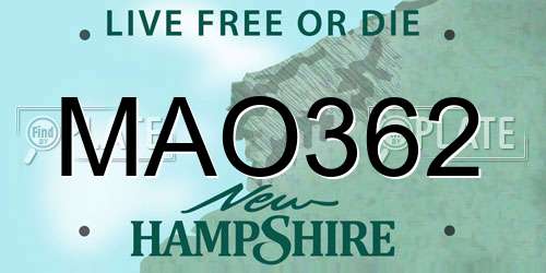 MAO362 New Hampshire License Plate