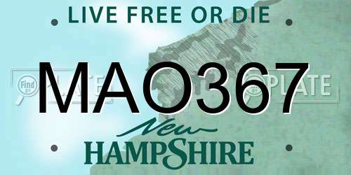 MAO367 New Hampshire License Plate