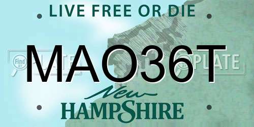 MAO36T New Hampshire License Plate