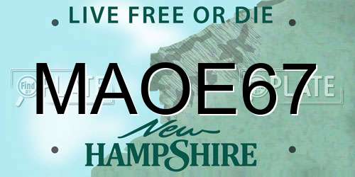 MAOE67 New Hampshire License Plate