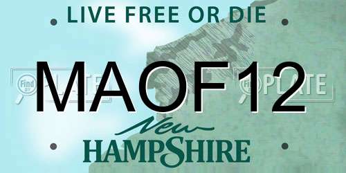 MAOF12 New Hampshire License Plate