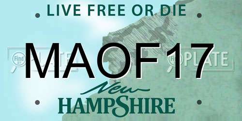 MAOF17 New Hampshire License Plate