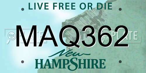 MAQ362 New Hampshire License Plate