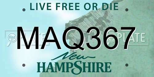 MAQ367 New Hampshire License Plate