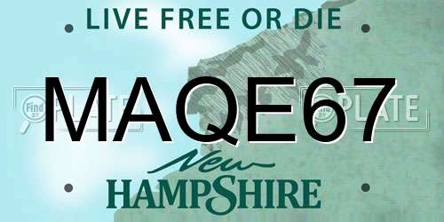 MAQE67 New Hampshire License Plate