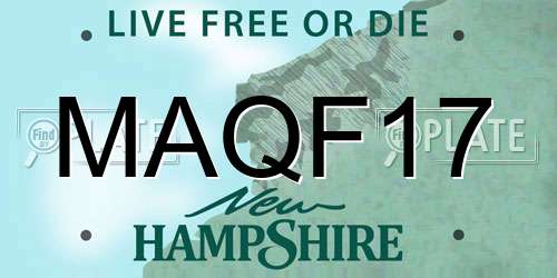MAQF17 New Hampshire License Plate