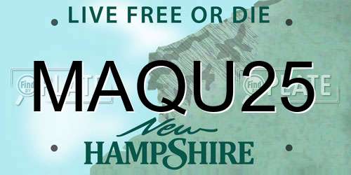 MAQU25 New Hampshire License Plate