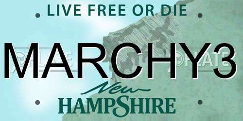 MARCHY3 New Hampshire License Plate