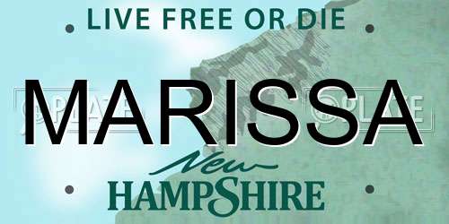 MARISSA New Hampshire License Plate