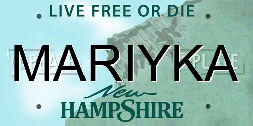 MARIYKA New Hampshire License Plate