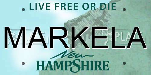 MARKELA New Hampshire License Plate