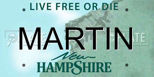 MARTIN New Hampshire License Plate