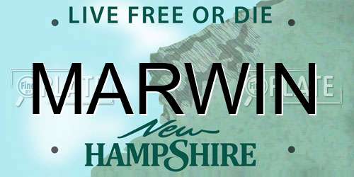 MARWIN New Hampshire License Plate