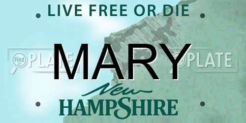 MARY New Hampshire License Plate