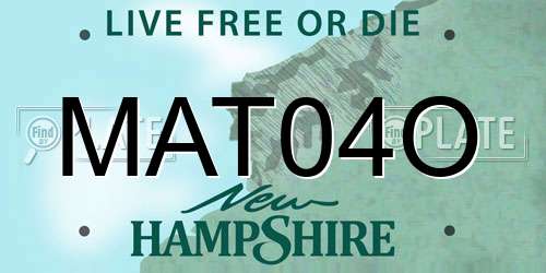 MAT04O New Hampshire License Plate
