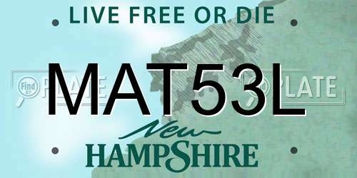 MAT53L New Hampshire License Plate