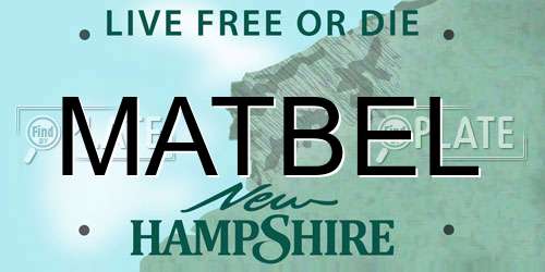 MATBEL New Hampshire License Plate