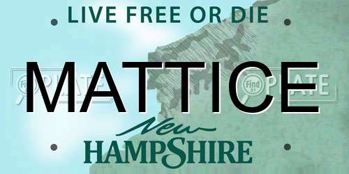 MATTICE New Hampshire License Plate