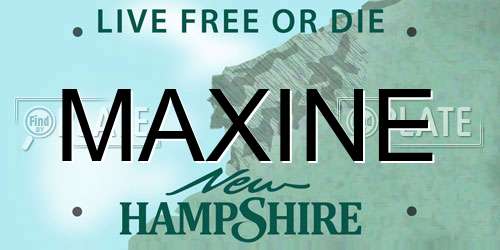 MAXINE New Hampshire License Plate