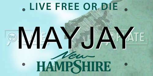 MAYJAY New Hampshire License Plate