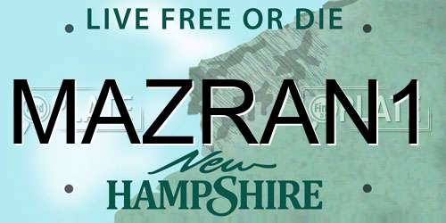 MAZRAN1 New Hampshire License Plate