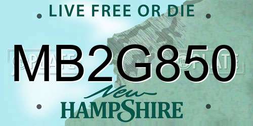 MB2G850 New Hampshire License Plate