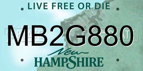 MB2G880 New Hampshire License Plate