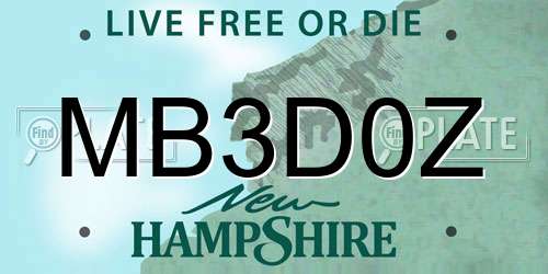 MB3D0Z New Hampshire License Plate