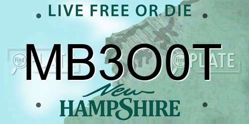 MB3O0T New Hampshire License Plate