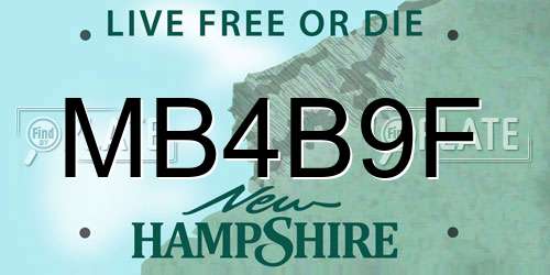 MB4B9F New Hampshire License Plate