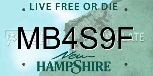 MB4S9F New Hampshire License Plate
