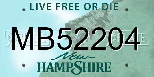MB52204 New Hampshire License Plate