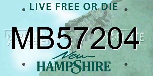 MB57204 New Hampshire License Plate
