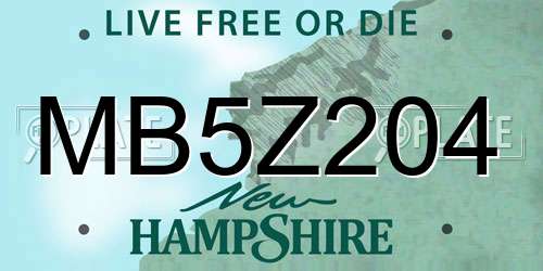 MB5Z204 New Hampshire License Plate