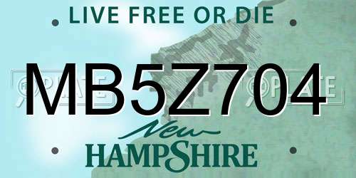 MB5Z704 New Hampshire License Plate