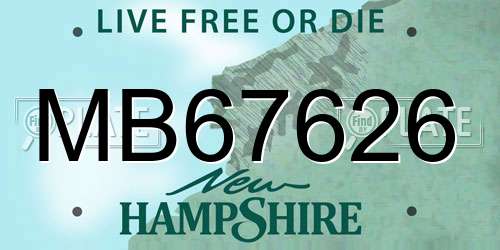 MB67626 New Hampshire License Plate