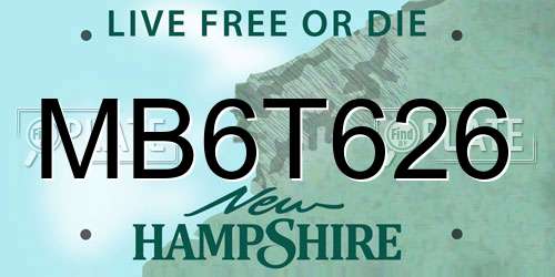 MB6T626 New Hampshire License Plate