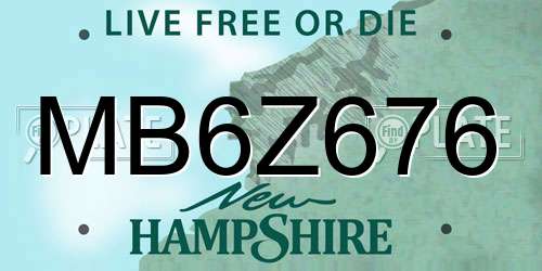 MB6Z676 New Hampshire License Plate