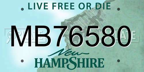 MB76580 New Hampshire License Plate