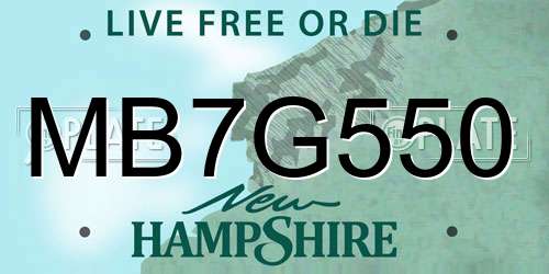 MB7G550 New Hampshire License Plate