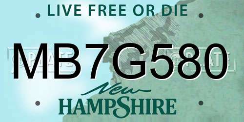 MB7G580 New Hampshire License Plate