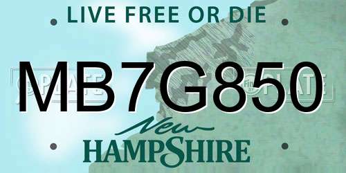 MB7G850 New Hampshire License Plate