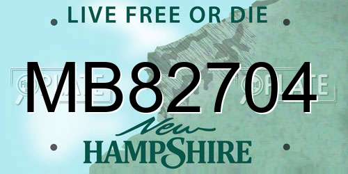 MB82704 New Hampshire License Plate