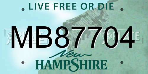 MB87704 New Hampshire License Plate