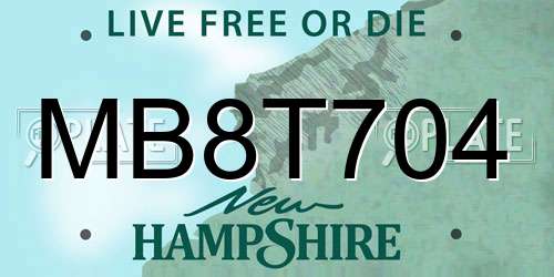 MB8T704 New Hampshire License Plate