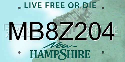 MB8Z204 New Hampshire License Plate