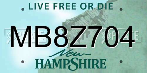 MB8Z704 New Hampshire License Plate