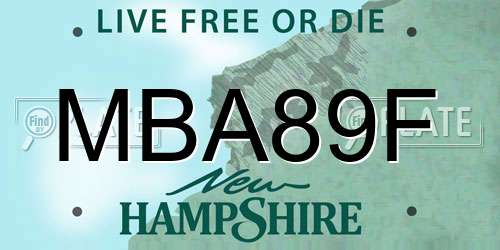 MBA89F New Hampshire License Plate